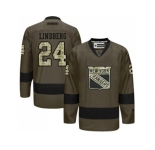 New York Rangers #24 Oscar Lindberg Green Salute to Service Stitched NHL Jersey
