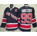 nhl hockey jerseys new york rangers #99 gretzky dark blue[85th]