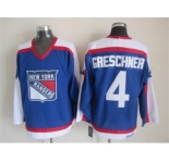 nhl jerseys new york rangers #4 ron greschner blue[throwback ccm]