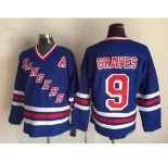 nhl jerseys new york rangers #9 graves blue[patch A][m&n]