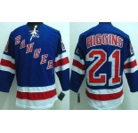 nhl new york rangers #21 higgins blue