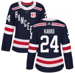 New York Rangers #24 Kaapo Kakko Navy Blue Authentic 2018 Winter Classic Women's Stitched Hockey Jersey