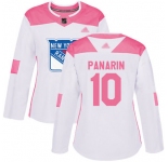 Rangers #10 Artemi Panarin White Pink Authentic Fashion Women's Stitched Hockey Jersey