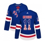 Women Adidas New York Rangers #11 Mark Messier Authentic Royal Blue USA Flag Fashion NHL Jersey