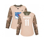 Women Adidas New York Rangers #11 Mark Messier Camo Authentic 2017 Veterans Day Stitched NHL Jersey