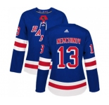 Women Adidas New York Rangers #13 Sergei Nemchinov Authentic Royal Blue Home NHL Jersey