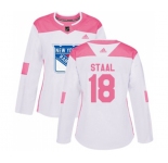 Women Adidas New York Rangers #18 Marc Staal Authentic White Pink Fashion NHL Jersey