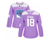 Women Adidas New York Rangers #18 Marc Staal Purple Authentic Fights Cancer Stitched NHL Jersey