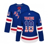 Women Adidas New York Rangers #18 Walt Tkaczuk Authentic Royal Blue USA Flag Fashion NHL Jersey