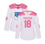 Women Adidas New York Rangers #18 Walt Tkaczuk Authentic White Pink Fashion NHL Jersey
