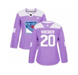 Women Adidas New York Rangers #20 Chris Kreider Purple Authentic Fights Cancer Stitched NHL Jersey