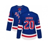 Women Adidas New York Rangers #20 Chris Kreider Royal Blue Home Authentic Stitched NHL Jersey