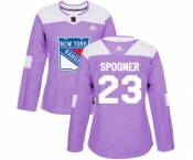 Women Adidas New York Rangers #23 Ryan Spooner Authentic Purple Fights Cancer Practice NHL Jersey