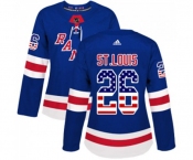 Women Adidas New York Rangers #26 Martin St. Louis Authentic Royal Blue USA Flag Fashion NHL Jersey