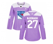 Women Adidas New York Rangers #27 Ryan McDonagh Purple Authentic Fights Cancer Stitched NHL Jersey
