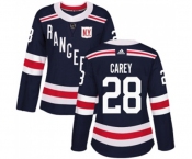 Women Adidas New York Rangers #28 Paul Carey Authentic Navy Blue 2018 Winter Classic NHL Jersey
