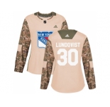 Women Adidas New York Rangers #30 Henrik Lundqvist Camo Authentic 2017 Veterans Day Stitched NHL Jersey