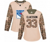 Women Adidas New York Rangers #33 Fredrik Claesson Authentic Camo Veterans Day Practice NHL Jersey