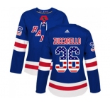 Women Adidas New York Rangers #36 Mats Zuccarello Authentic Royal Blue USA Flag Fashion NHL Jersey