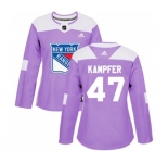 Women Adidas New York Rangers #47 Steven Kampfer Authentic Purple Fights Cancer Practice NHL Jersey