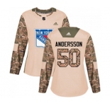 Women Adidas New York Rangers #50 Lias Andersson Authentic Camo Veterans Day Practice NHL Jersey