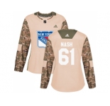 Women Adidas New York Rangers #61 Rick Nash Camo Authentic 2017 Veterans Day Stitched NHL Jersey