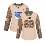 Women Adidas New York Rangers #68 Jaromir Jagr Authentic Camo Veterans Day Practice NHL Jersey