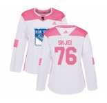 Women Adidas New York Rangers #76 Brady Skjei Authentic White Pink Fashion NHL Jersey