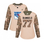 Women Adidas New York Rangers #77 Anthony DeAngelo Authentic Camo Veterans Day Practice NHL Jersey