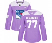Women Adidas New York Rangers #77 Anthony DeAngelo Authentic Purple Fights Cancer Practice NHL Jersey