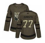 Women Adidas New York Rangers #77 Phil Esposito Authentic Green Salute to Service NHL Jersey