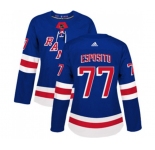 Women Adidas New York Rangers #77 Phil Esposito Authentic Royal Blue Home NHL Jersey