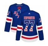 Women Adidas New York Rangers #77 Phil Esposito Authentic Royal Blue USA Flag Fashion NHL Jersey