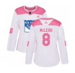 Women Adidas New York Rangers #8 Cody McLeod Authentic White Pink Fashion NHL Jersey
