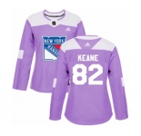 Women Adidas New York Rangers #82 Joey Keane Authentic Purple Fights Cancer Practice NHL Jersey