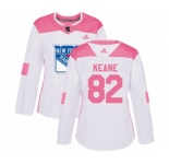 Women Adidas New York Rangers #82 Joey Keane Authentic White Pink Fashion NHL Jersey