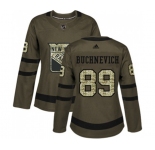 Women Adidas New York Rangers #89 Pavel Buchnevich Authentic Green Salute to Service NHL Jersey