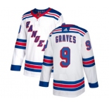 Women Reebok New York Rangers #9 Adam Graves Authentic White Away NHL Jersey