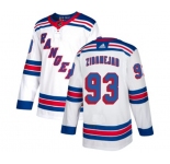 Women Reebok New York Rangers #93 Mika Zibanejad Authentic White Away NHL Jersey