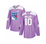Youth Adidas New York Rangers #10 J.T. Miller Purple Authentic Fights Cancer Stitched NHL Jersey