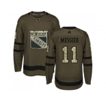 Youth Adidas New York Rangers #11 Mark Messier Green Salute to Service Stitched NHL Jersey