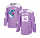 Youth Adidas New York Rangers #13 Kevin Hayes Authentic Purple Fights Cancer Practice NHL Jersey