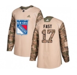 Youth Adidas New York Rangers #17 Jesper Fast Authentic Camo Veterans Day Practice NHL Jersey
