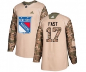 Youth Adidas New York Rangers #17 Jesper Fast Authentic Camo Veterans Day Practice NHL Jersey