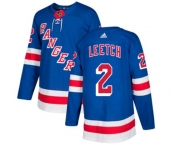 Youth Adidas New York Rangers #2 Brian Leetch Authentic Royal Blue Home NHL Jersey