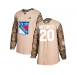Youth Adidas New York Rangers #20 Chris Kreider Camo Authentic 2017 Veterans Day Stitched NHL Jersey