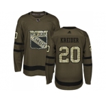 Youth Adidas New York Rangers #20 Chris Kreider Green Salute to Service Stitched NHL Jersey