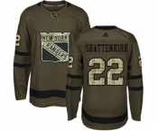 Youth Adidas New York Rangers #22 Kevin Shattenkirk Authentic Green Salute to Service NHL Jersey
