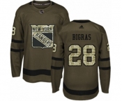 Youth Adidas New York Rangers #28 Chris Bigras Premier Green Salute to Service NHL Jersey