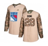 Youth Adidas New York Rangers #28 Tie Domi Authentic Camo Veterans Day Practice NHL Jersey